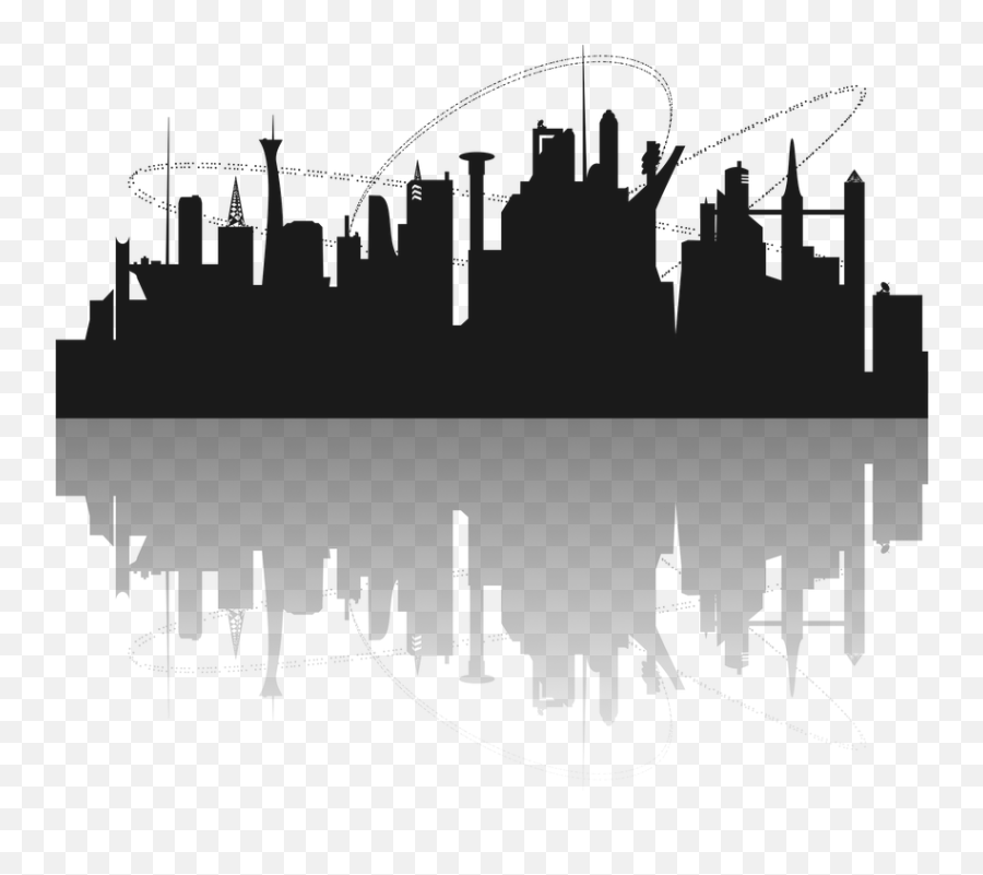 95c - Futuristic City Skyline Silhouette Emoji,Pistol Emoji