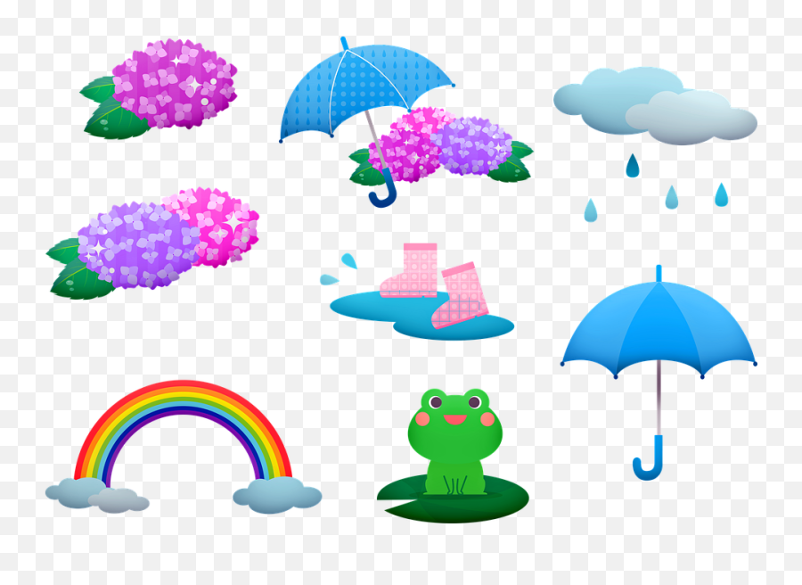 Rainy Season Frog Kawaii - Rain Emoji,10 Umbrella Rain Emoji