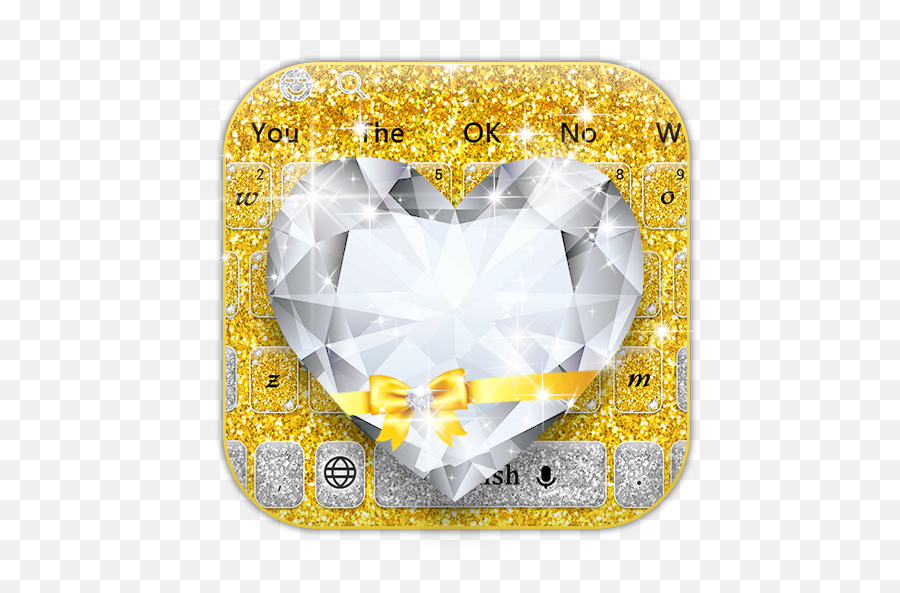Shiny Gold Heart Diamond Keyboard - Apps On Google Play Diamond Emoji,Gold Heart Emoji