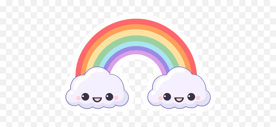 Rainbow And Cute Smiling Clouds Sticker - Sticker Mania Girly Emoji,Mushroom Cloud Emoji