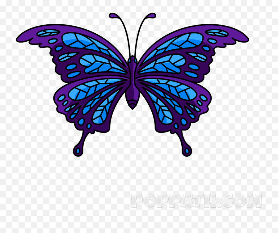 How To Draw A Butterfly Tattoo - Blue And Purple Butterfly Tattoo Emoji,Butterfly Emoji Png