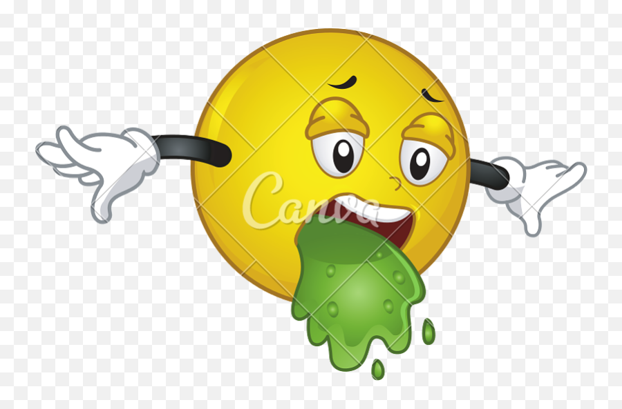 Vomiting Smiley - Vomiting Cartoon Emoji,Emoticon Vomiting