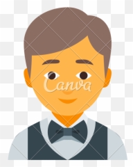 Male Waiter Isolated Profile - Bookkeeper Clipart Emoji
