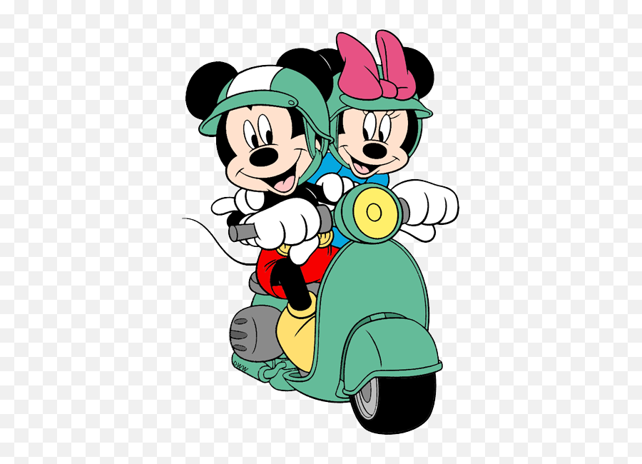 Mickey U0026 Minnie Enjoying Their Ride On Their Motor Scooter - Mickey And Minnie On Scooter Emoji,Scooter Emoji