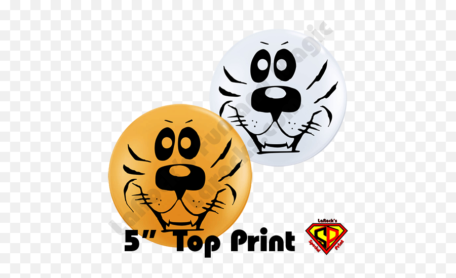 5 Inch Round Assortment Top Print Tiger Face Balloon By Juan Gonzales Qualatex 100ct - Balloon Emoji,Sponge Emoji