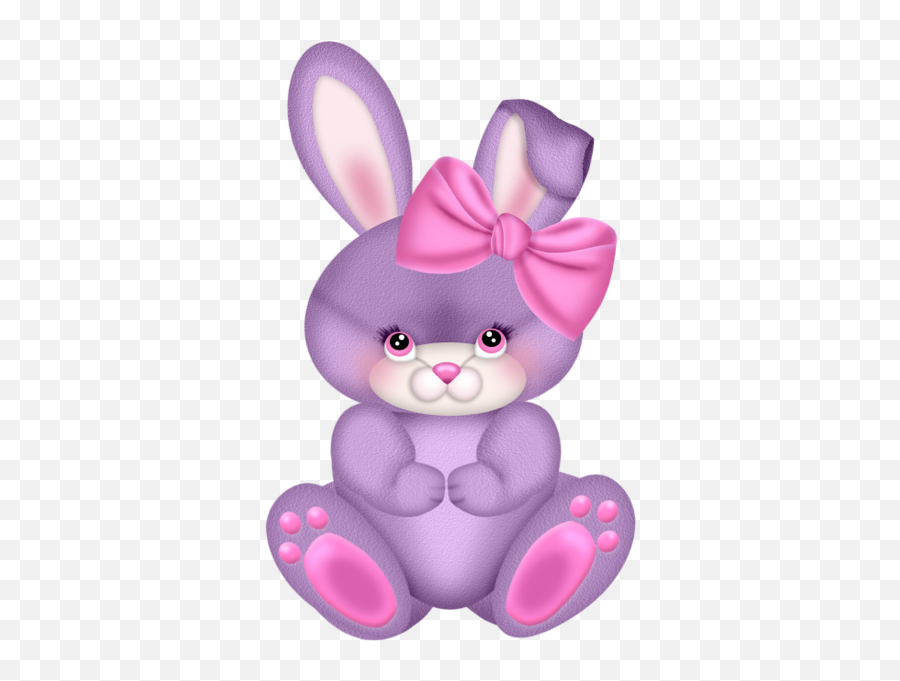 Purple Bunny With Pink Bow Clipart - Pink Easter Bunny Clipart Emoji,Easter Bunny Emoticon