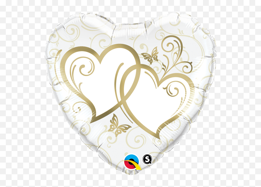 36 Entwined Hearts Gold Super Shape Qualatex Foil Balloon - Desenhos De Corações Entrelaçados Emoji,Hearts Emoji Pillow