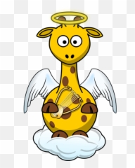 Angel Giraffe Vector Drawing - Cartoon Emoji