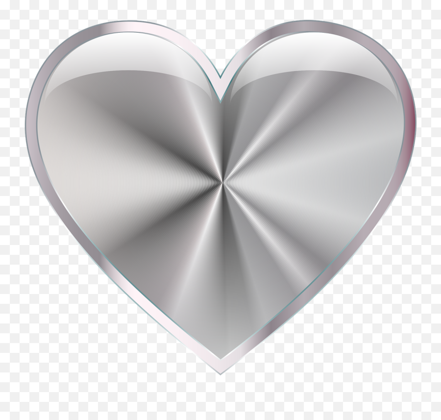 Silver Shiny Metallic Heart Love - Silver Heart Png Emoji,Shiny Heart Emoji
