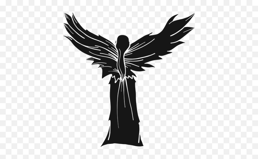 Female Angel Rear View Silhouette - Anjo Sombrio Png Emoji,Angel Wings Emoji