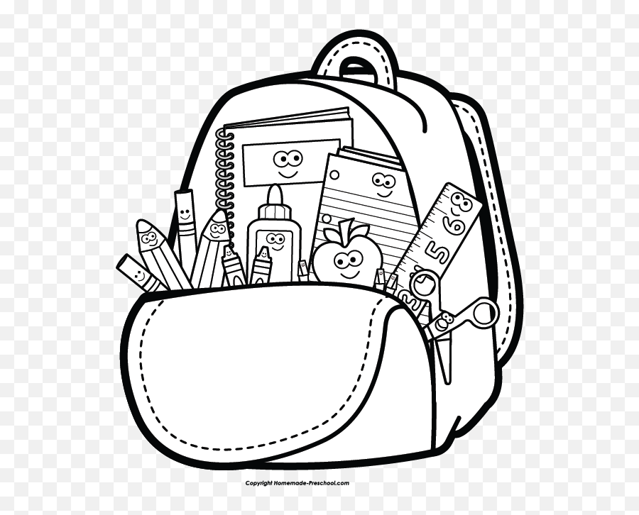 School Supplies Clipart Black And White - School Supplies Clipart Black And White Emoji,Emoji School Supplies