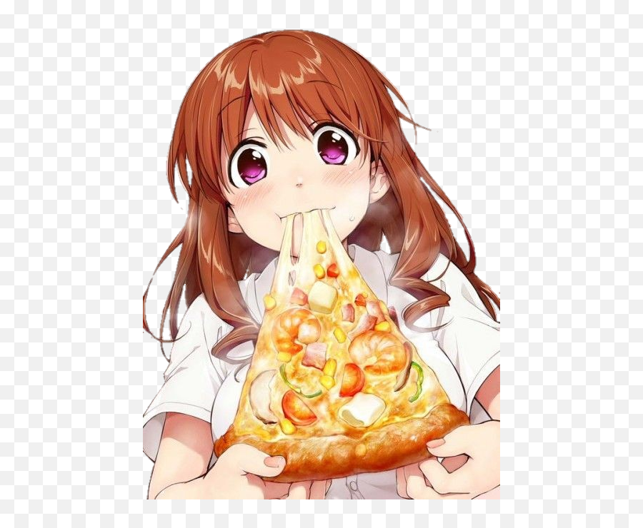 Pizza Anime Animefood Animegirl - Anime Girl Pizza Emoji,Emoji Eating Pizza