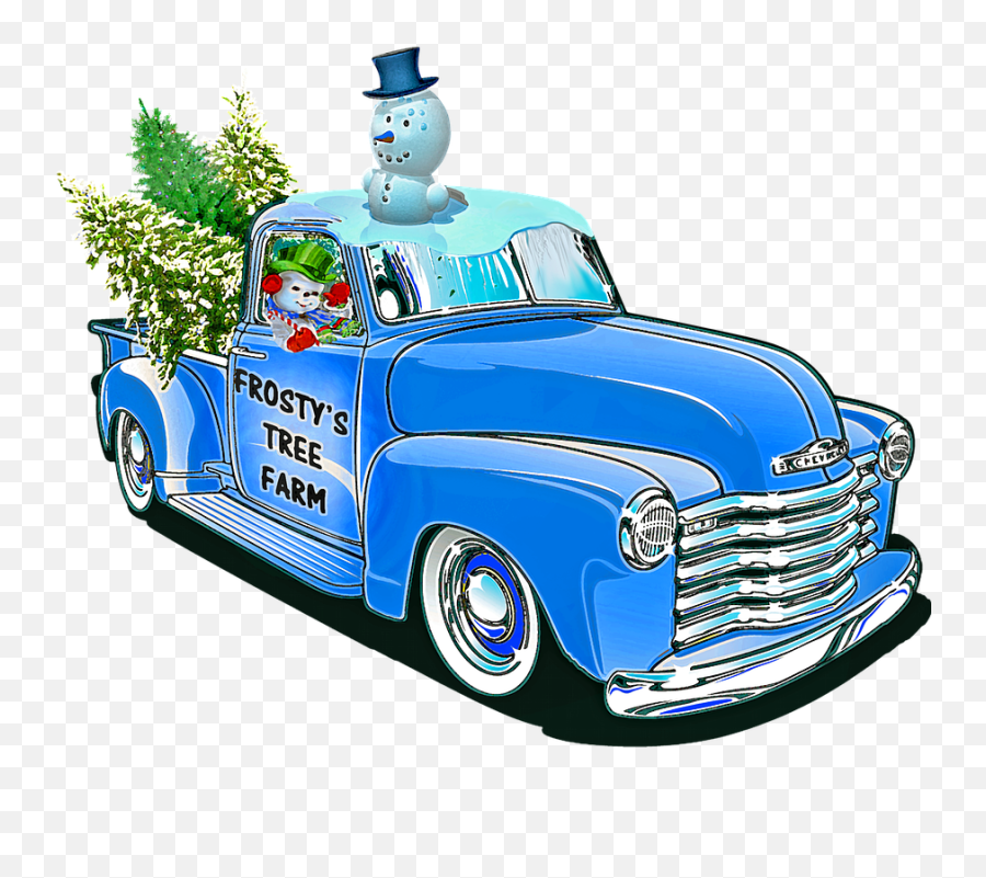 Christmas Truck Melting Snowman - Trucks Christmas Blue Png Emoji,Pickup Truck Emoji