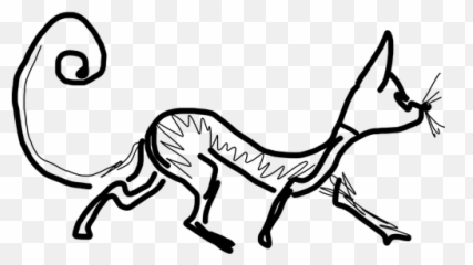 Slinking Cat Drawing In Black And White - Desene Cu Pisici Alb Negru Emoji,Black Dog Emoji