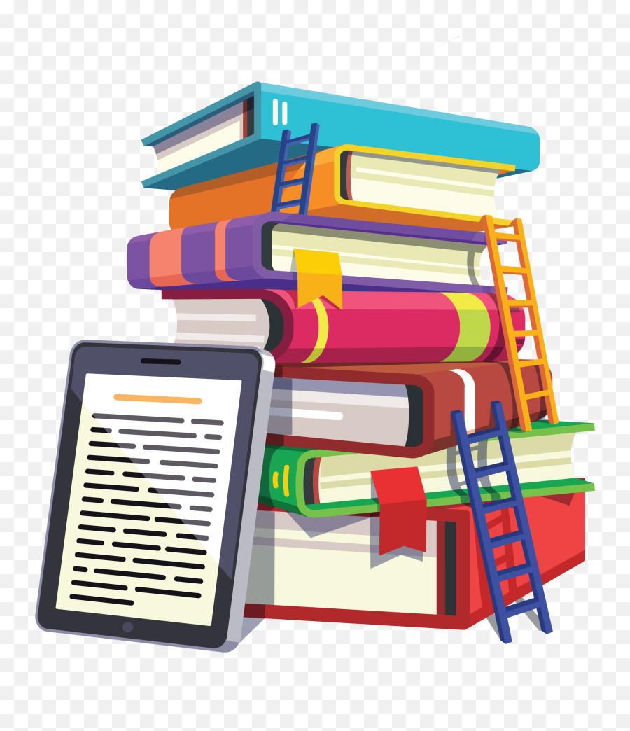 Colorful Books With Ladders Leaning - Colored Books Icon Transparent Emoji,Stack Of Books Emoji