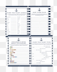 Nautical Baby Shower Game Pack With Navy Stripes - Emoji