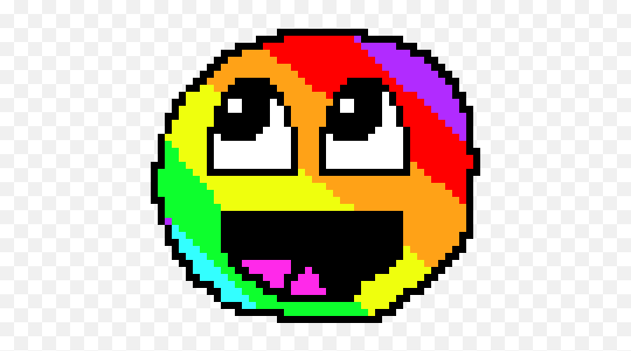 Rainbow Epic Face 2 Pixel Art Maker - Cat Pixel Art Emoji,Rainbow Emoticon