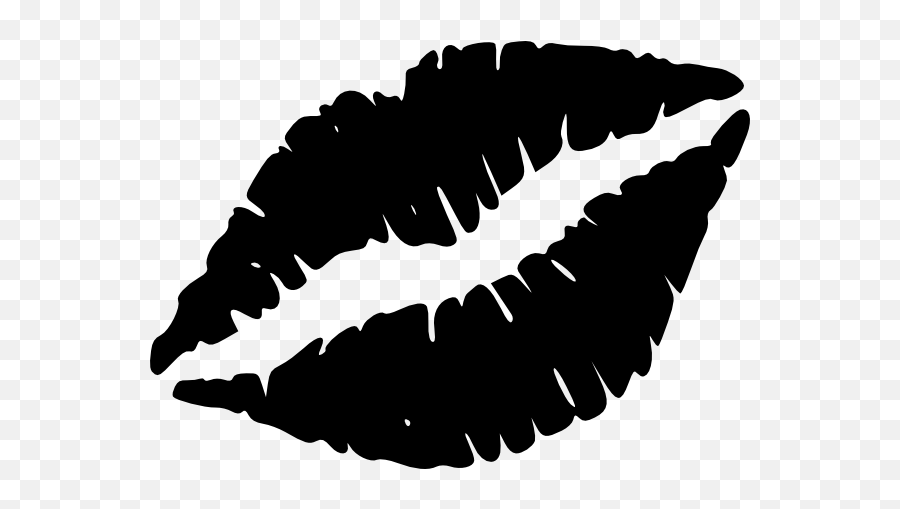 Black Lips Clip Art At Clker - Lips Black And White Vector Emoji,Lips Sealed Emoji