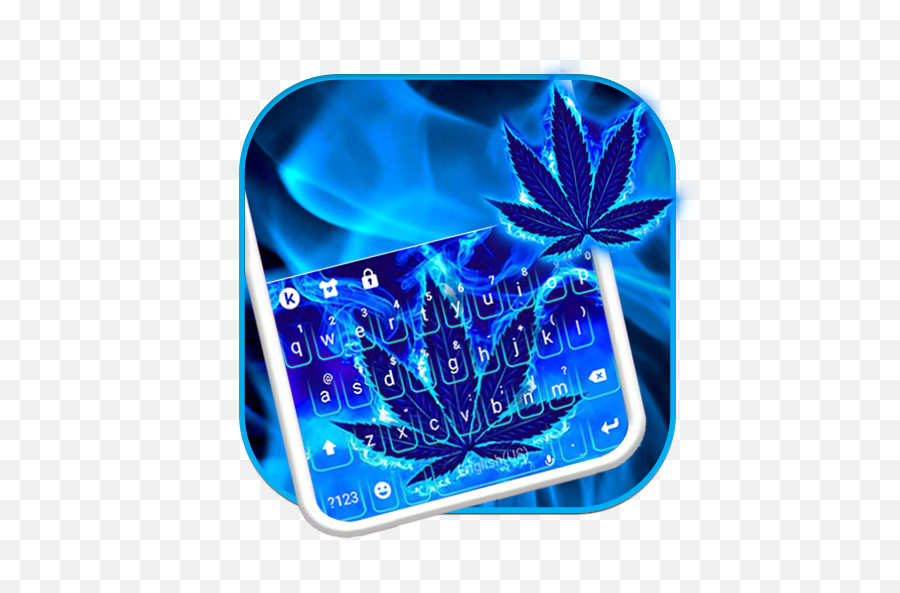 Blue Weed Glow Keyboard Theme - Emblem Emoji,Pot Leaf Emoji Copy And Paste
