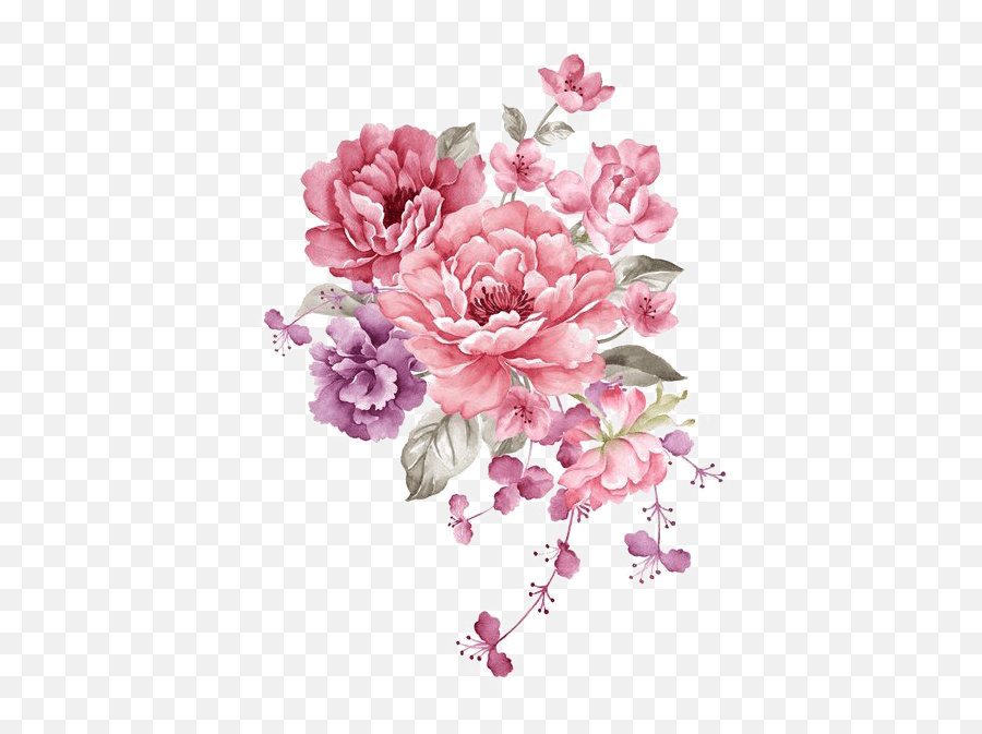 Flower Paper Watercolor Painting Illustration Pink Ink - Watercolor Flowers Png Hd Emoji,Purple Flower Emoji