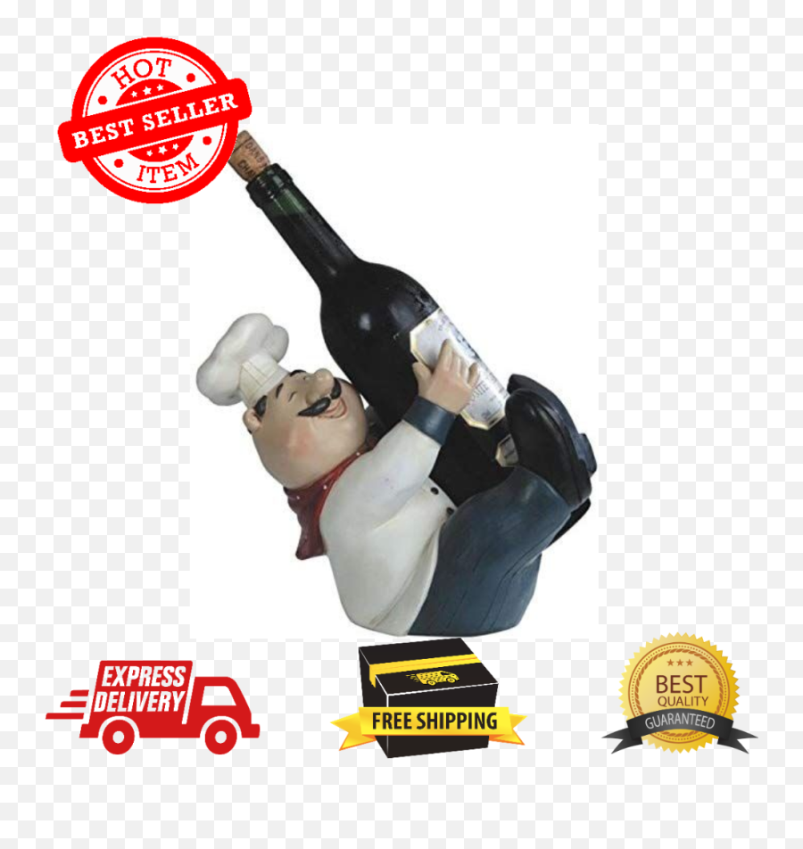 Fat French Chef Wine Bottle Holder Poly Resin Kitchen Figurine Statue Decor New - Bruno Marc Emoji,Alcohol Emojis
