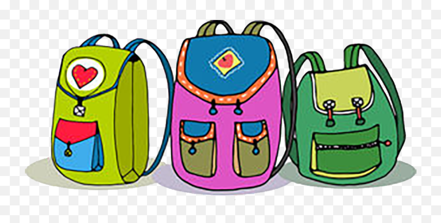 Three Vector Colorful Children Backpacks Isolated On - Clip Art Backpacks Emoji,Emoji Backpacks
