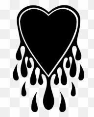 Melting Heart Dripping Sticker - Black Human Bleeding Emoji