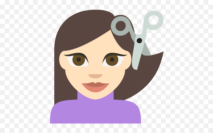 Haircut Light Skin Tone Emoji Emoticon - Cut Hair Emoji,Female Emojis