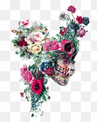 Skull Vii - Paintings Of Skeleton With Flowers Emoji,Dead Flower Emoji