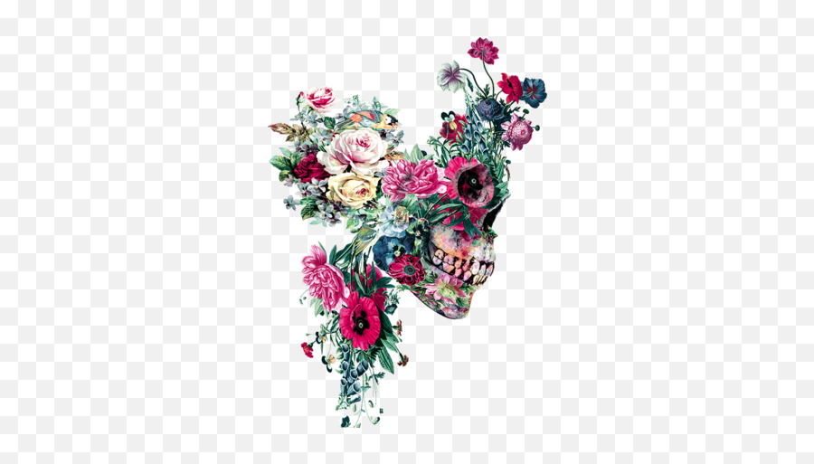 Skull Vii - Paintings Of Skeleton With Flowers Emoji,Dead Flower Emoji