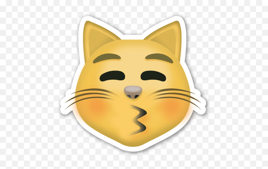 Kissing Cat Face With Closed Eyes - Cat Emoji Whatsapp Kiss,Cat Emoji