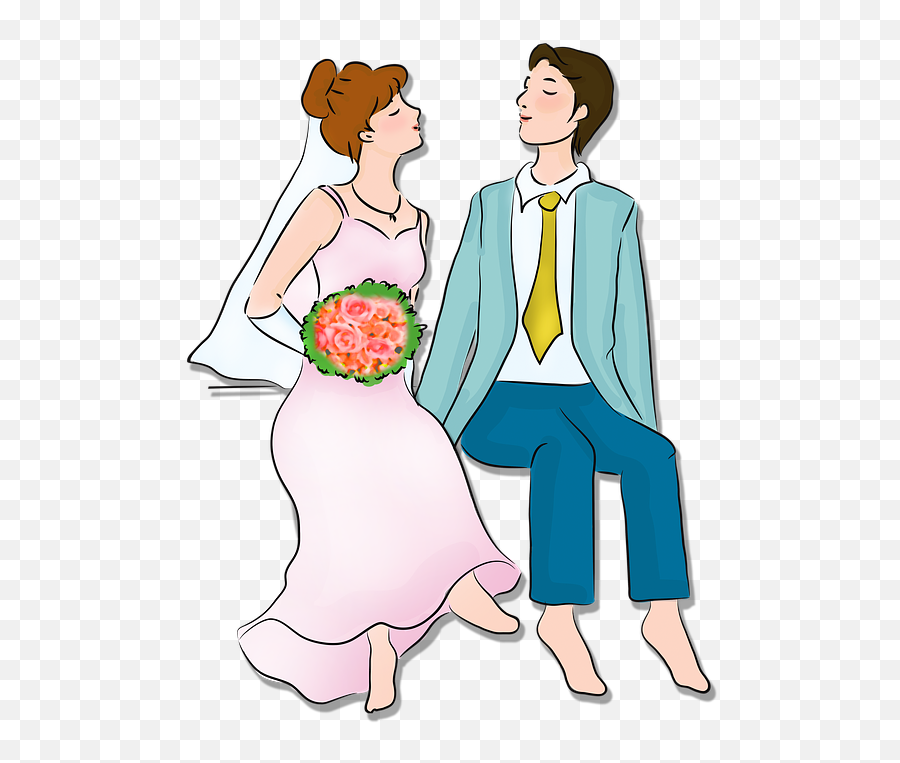 Bride And Groom Wedding Marriage - Kreslený Obrázok Nevesty A Ženícha Emoji,Wedding Anniversary Emoji