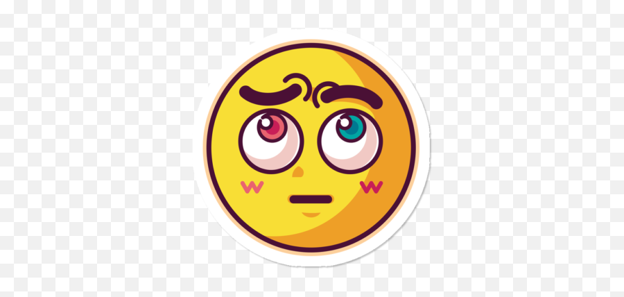 Best Anime Stickers Design By Humans - Happy Emoji,Rolling Eyes Emoticon