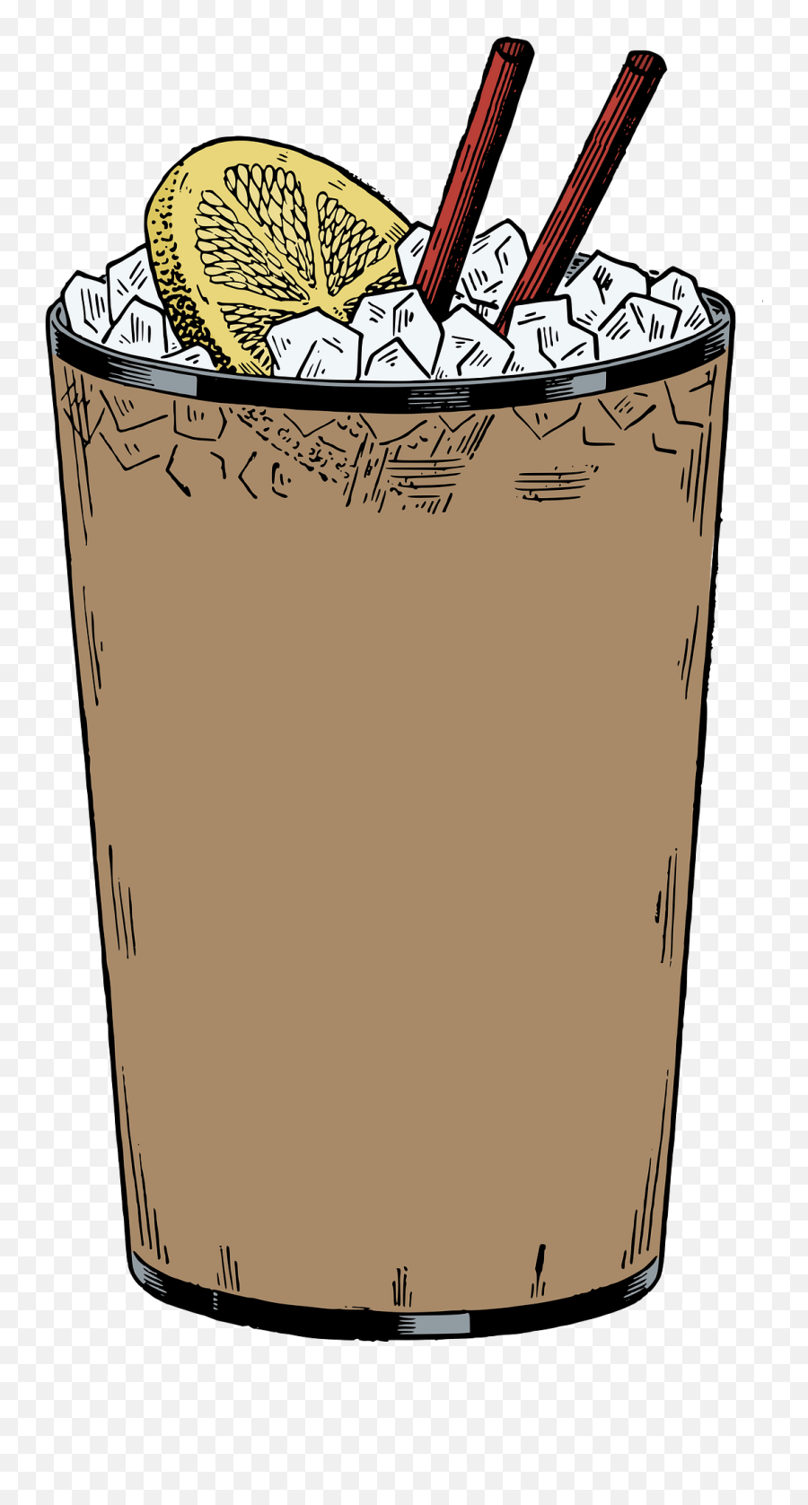 Iced Tea In A Glass With Lemon And Two Straws Clipart Free - Es Teh Vektor Emoji,Lemonade Emoji