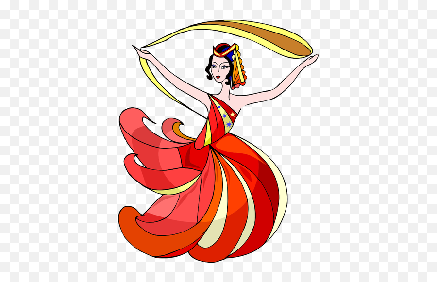 Pretty Drawn Dancer - Gambar Ilustrasi Seni Tari Emoji,Dancing Girl Emoji Costume