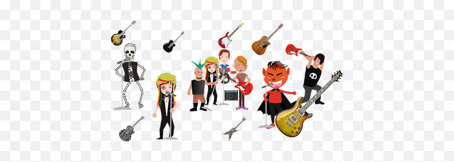Rock And Guitar Emojis - Cartoon,Music Emojis