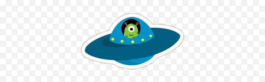 Cute Alien In Flying Saucer Type Spaceship Sticker Sticker - Alien In Flying Saucer Cartoon Emoji,Spaceship Emoji