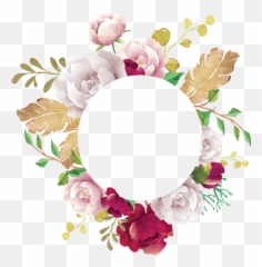 Pink Watercolor Flowers Transparent - Background Frame Png Emoji