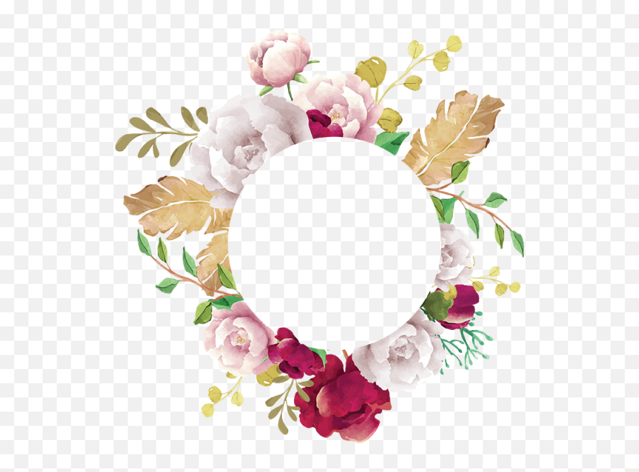 Pink Watercolor Flowers Transparent - Transparent Background Flower Frame Png Emoji,Yaranaika Emoji