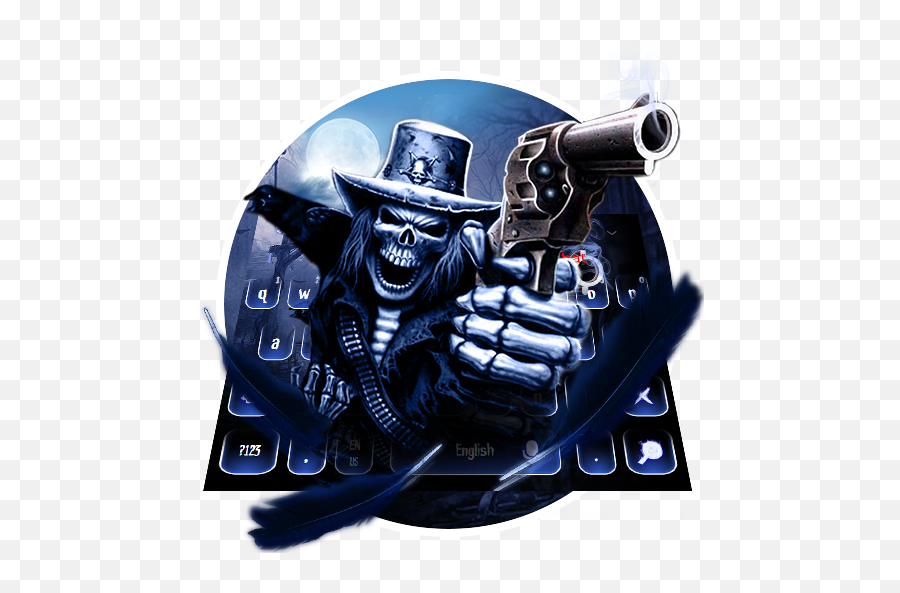 3d Skull Gun Parallax Keyboard Theme U2013 Aplikácie V Službe - Fictional Character Emoji,Android Gun Emoji