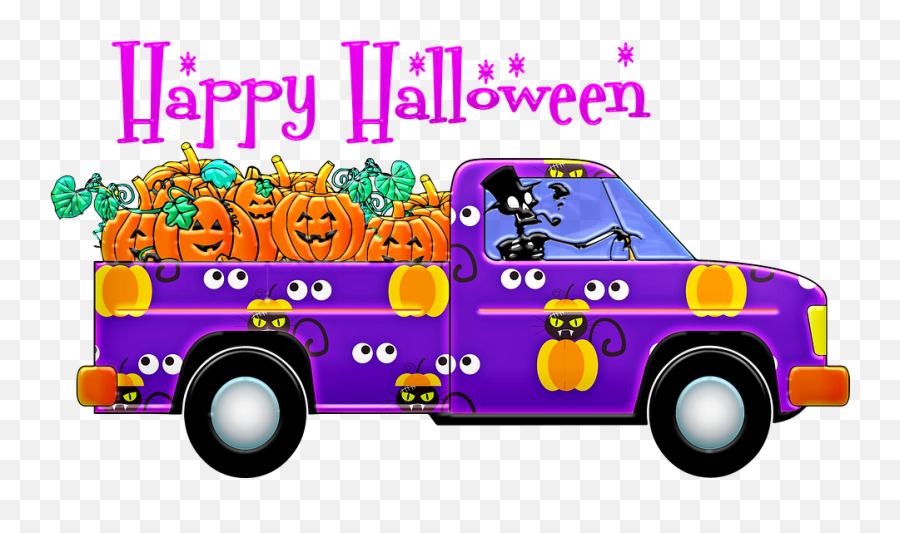 Halloween Truck Pick Up - Halloween Decorations Funny Halloween Clip Art Emoji,Pickup Truck Emoji
