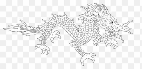 Eastern Dragon 2 - Black And White Cartoon Emoji