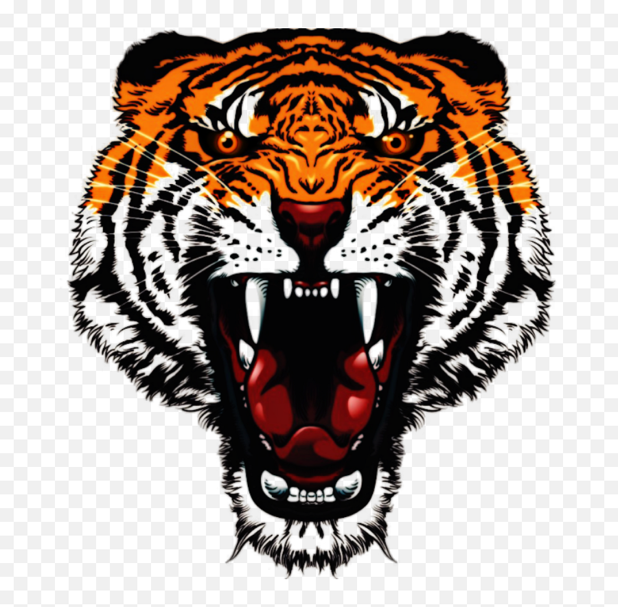 Tattoo Tiger Angry Orange Open Mouth - Angry Tiger Face Png Emoji,Tiger Face Emoji