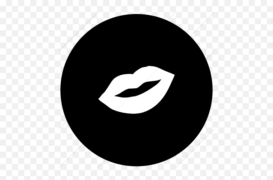 Iconsetc Flat Circle White On Black Classica Smiley Lips Icon - Cursor Icon Circle Png Emoji,Lip Emoticons
