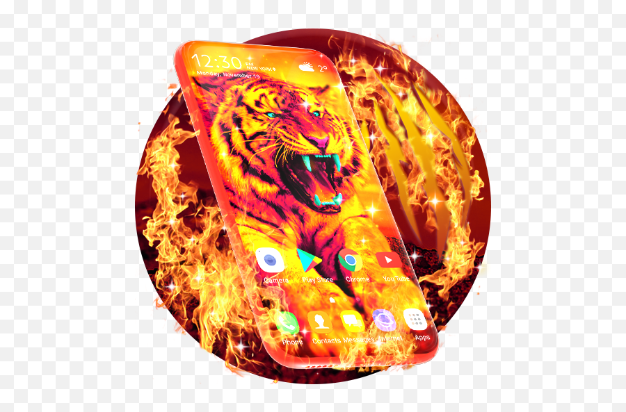 Tiger Live Wallpaper U0026 Animated Keyboard U2013 Applications Sur - Illustration Emoji,Is There A Campfire Emoji