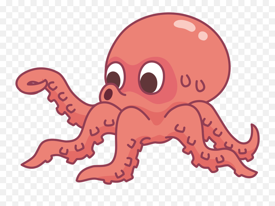 Red Octopus With Big Eyes Clipart Free Download Transparent - Cartoon Octopus Transparent Background Emoji,Bug Eyed Emoji
