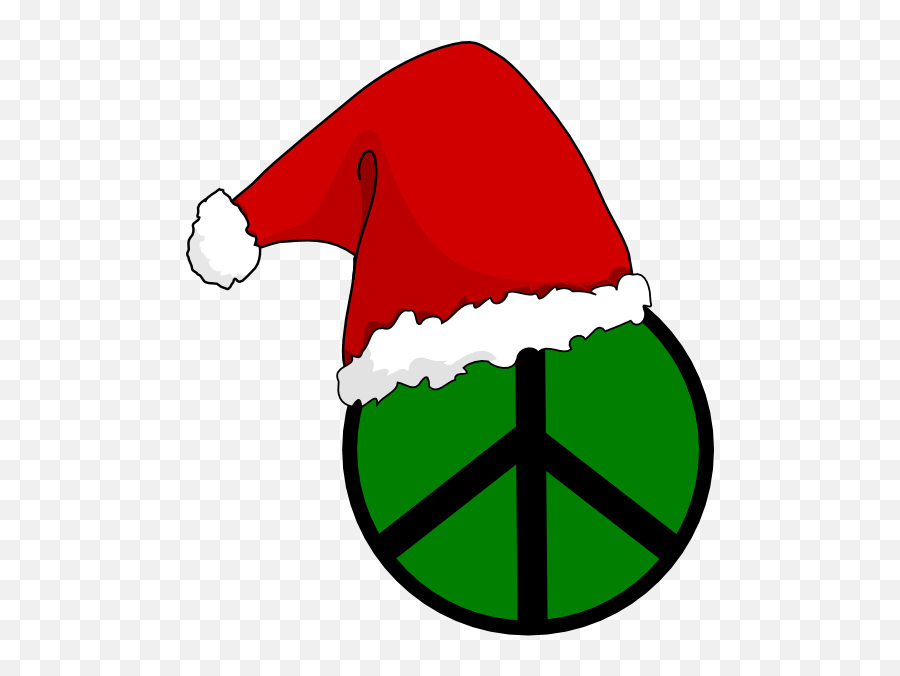 Download Santa Hat Peace Sign Clip Art At Clker - Green Santa Hat Png Emoji,Christmas Hat Emoji