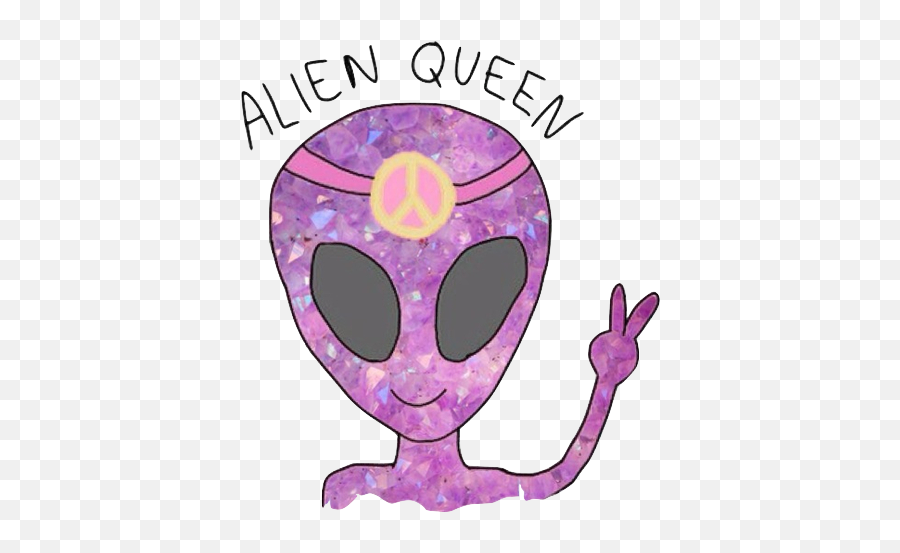Alien Tumblr - Cute Alien Queen Emoji,Purple Alien Emoji