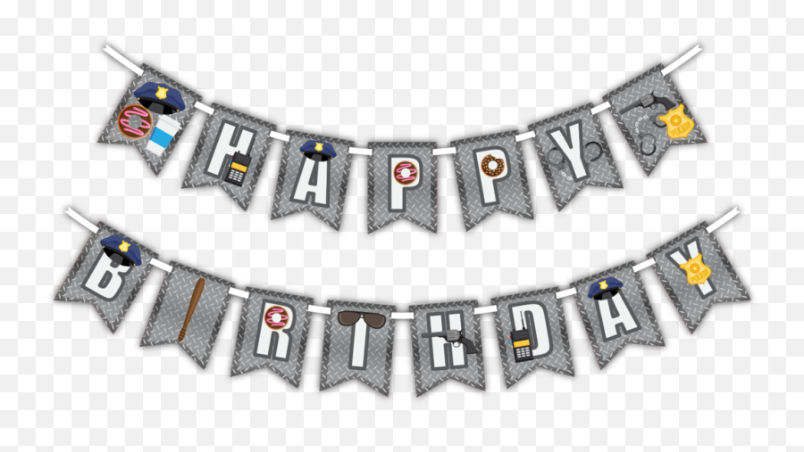 Download Police Cop Happy Birthday Party Banner - Happy Birthday Ninja Warrior Emoji,Cop Emoji
