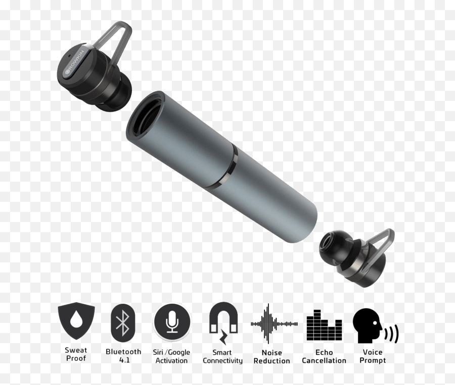 Rowkin Bit Stereo True Wireless Bluetooth Earbuds With Earhooks - Voice Command Device Emoji,Shotgun Emoji